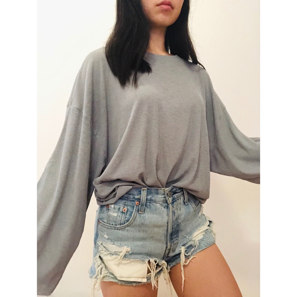 flowy slate blue top